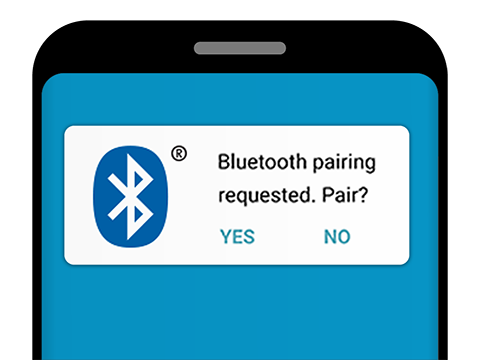 Bluetooth Pairing request on smartphones iphones to connect to TSL® UHF RFID Readers.
